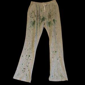 GREY Y2K FLARED PAINT SPLATTER SWEATS